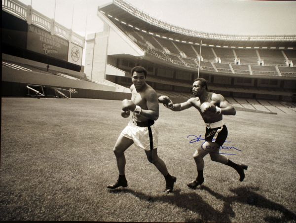 Ken Norton Signed Gigantic Photograph Chasing Ali at Yankee Stadium